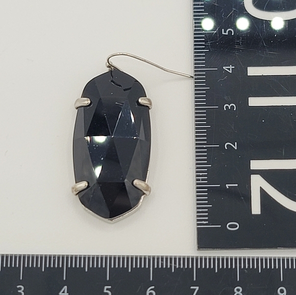 Kendra Scott Esme Earrings Black Silver Tone #860 - Picture 4 of 9